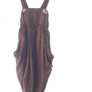 Wyeth by Todd Magill brown linen dress with purple tulle & cotton underskirt
